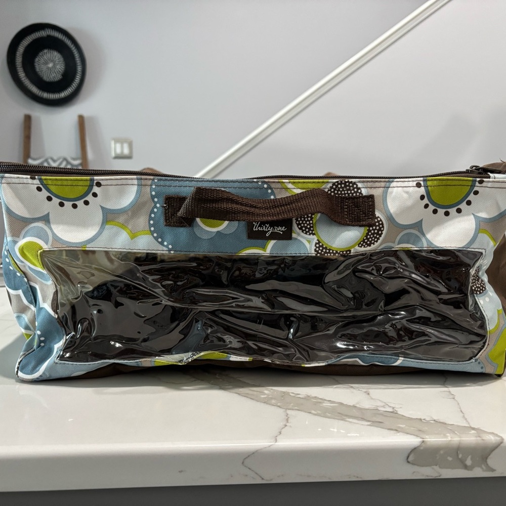 Thirty-One Floral Storage Tote - Blue, Green, Brown